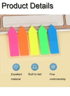GBQ 500Pcs Sticky Index Labels 5 Colored Page  Pointed Style Writable Page Labels For Page Tag Classification Files  - Image 3