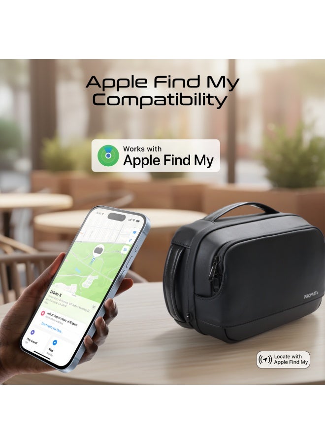 PROMATE حقيبة تقنية متعددة الاستخدامات Urban-X مع مجموعة كابل شحن 60 واط، قفل بصمة بيومترية، دعم Apple Find My، ذاكرة 10 بصمات، حقيبة سفر مع تخزين SIM وSD للأجهزة الذكية - Image 4
