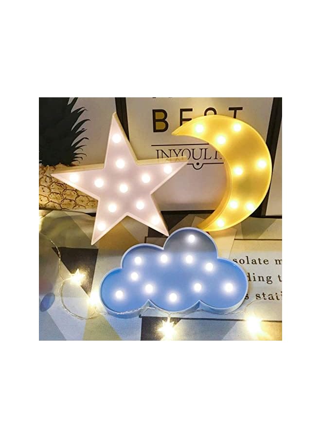 The Bros Night Light, LED Cute Moon Star and Cloud Shaped Marquee Decorations Sign Light Operated Table Lamp for Kids Children Bedroom Lighting Birthday Party Decor - Image 2