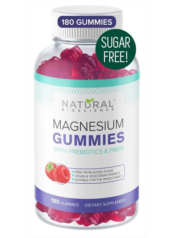 Natural BioScience Sugar Free Magnesium Gummies - 180 Gummies, Calming Anti-Stress Gummies, Magnesium Supplement for Kids and Adults, Vegan, Gelatin-Free, Gluten-Free, Non-GMO, Delicious Natural Raspberry Flavor (180) - Image 1