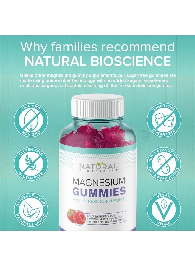 Natural BioScience Sugar Free Magnesium Gummies - 180 Gummies, Calming Anti-Stress Gummies, Magnesium Supplement for Kids and Adults, Vegan, Gelatin-Free, Gluten-Free, Non-GMO, Delicious Natural Raspberry Flavor (180) - Image 4