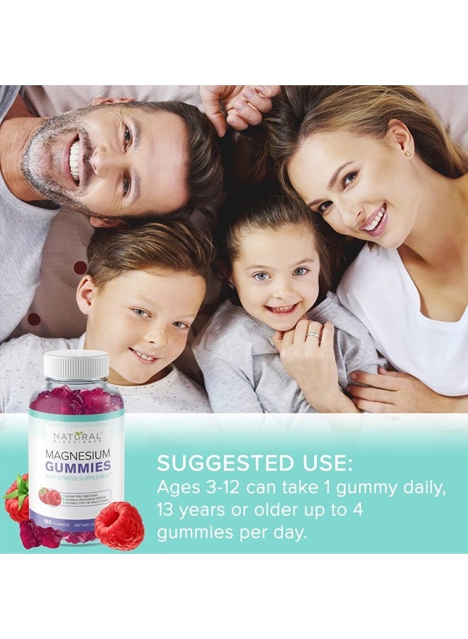 Natural BioScience Sugar Free Magnesium Gummies - 180 Gummies, Calming Anti-Stress Gummies, Magnesium Supplement for Kids and Adults, Vegan, Gelatin-Free, Gluten-Free, Non-GMO, Delicious Natural Raspberry Flavor (180) - Image 3