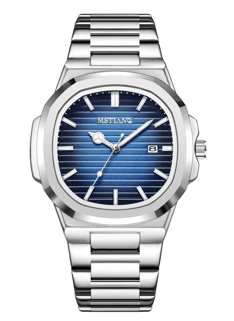 MSTIANQ Watches for Men Stainless Steel Quartz Water-Resistant Men's Watch Blue 40mm Dial  - Image 1