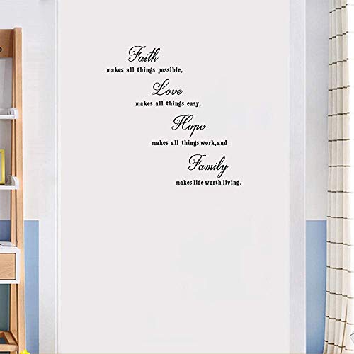 LZYMSZ 16.5 x 23.5 inches Faith Love Hope Quotes Wall Stickers Decals Decor, Removable DIY Saying Wall Art Decals Sticker, Easy Peel and Stick Wallpaper for Bedroom Living Room (Black) - Image 4