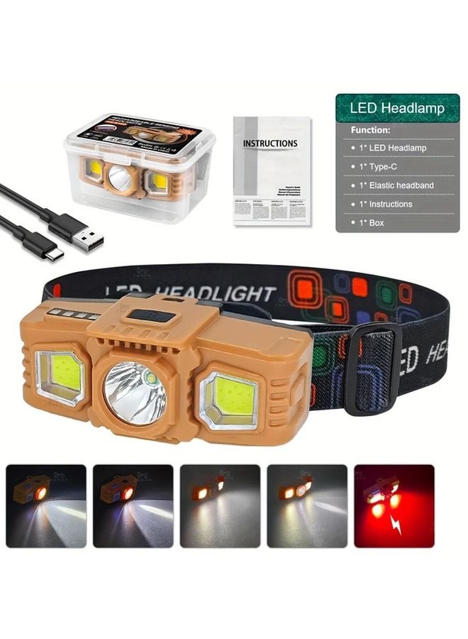 USB Rechargeable XPE Headlamp 5 Modes 180 Adjustable for Camping Hiking - Image 1