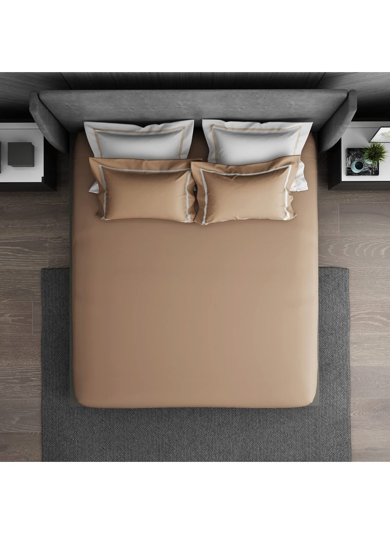 SPACES Spaces Hygro Cotton Large Bedsheet (274 Cm X 274 Cm / 43 Cm X 68 Cm) | 350 Tc Sateen Solid Bedsheet & Pillow Covers Set (Maple Sugar)- Hygro  - Image 3