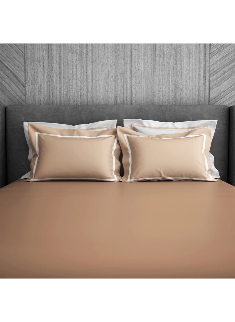 SPACES Spaces Hygro Cotton Large Bedsheet (274 Cm X 274 Cm / 43 Cm X 68 Cm) | 350 Tc Sateen Solid Bedsheet & Pillow Covers Set (Maple Sugar)- Hygro  - Image 4