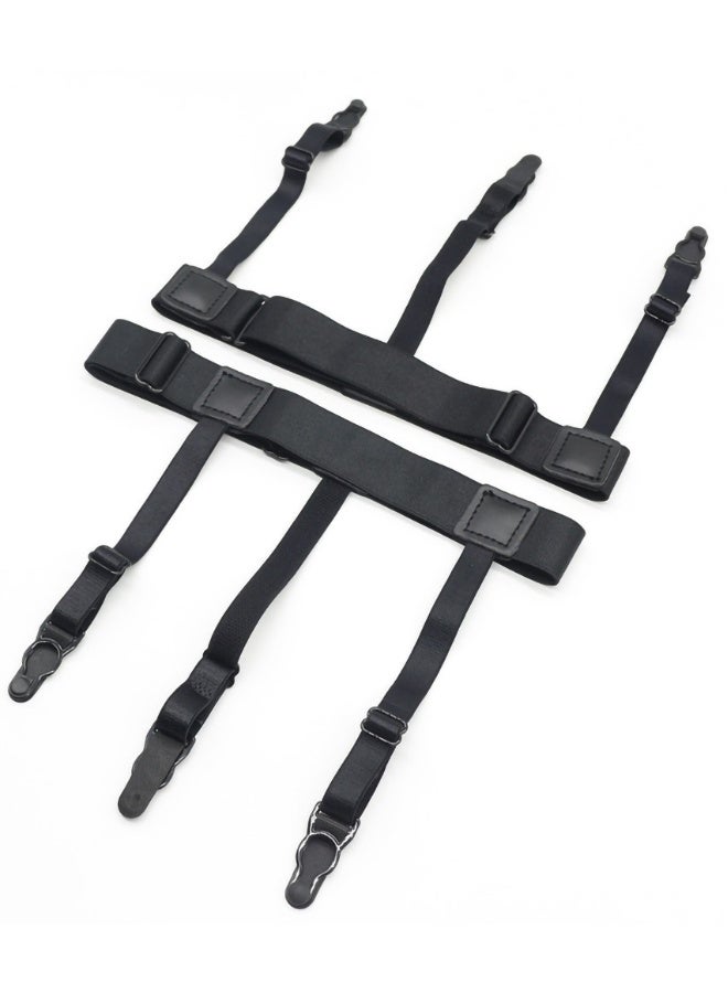 Adjustable Elastic Shirt Garter Belt for Men - Anti-Slip Locking Clip Shirt Holder for Pleating and Securing Men's Shirts in Place. 
