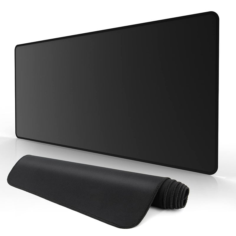 ALSISK XXL Black Gaming Mouse Pad 35.4X15.74X0.12 Inch(900X400X3MM),with Non-Slip Base,Waterproof and Foldable Pad,Desktop Pad Suitable for Gamers,Suitable for Work,Office and Home - Image 1