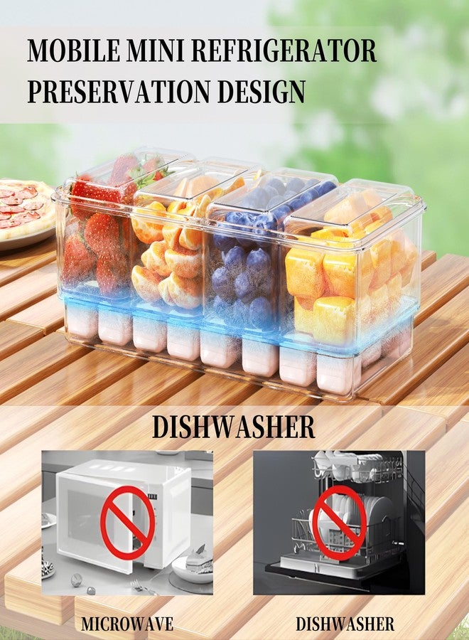 MANO 2pack Chilled Condiment Caddy with Lid Iced Snackle Box Container for Fruit Veggie Serving Tray with Handle Divided Garnish Tray Server Outdoor Camping Picnic Fridge Storage white - Image 3