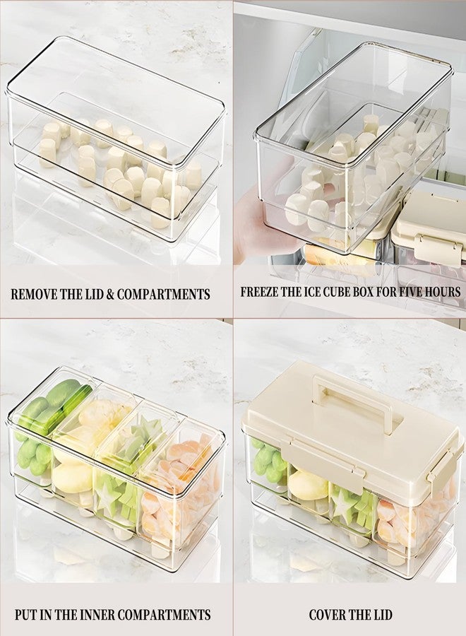 MANO 2pack Chilled Condiment Caddy with Lid Iced Snackle Box Container for Fruit Veggie Serving Tray with Handle Divided Garnish Tray Server Outdoor Camping Picnic Fridge Storage white - Image 4