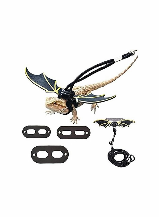 Y&D Dragon wing Leash and Harness Adjustable Lizard Leash Bearded Harness Cool Leather Wings - Image 1
