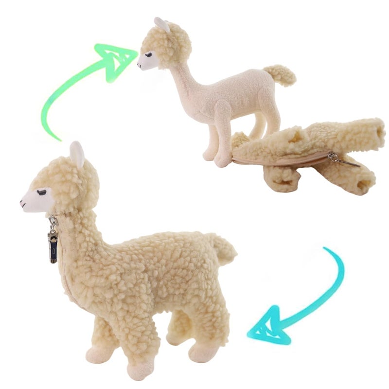 Furvana Alpaca Stuffed Animal Llama Plush Toy Cute Alpaca Plushie Sleeping Pet Buddy Llama Stuffed Animal Birthday Gifts for Girls Kids Christmas Small Plush Toy - Image 3