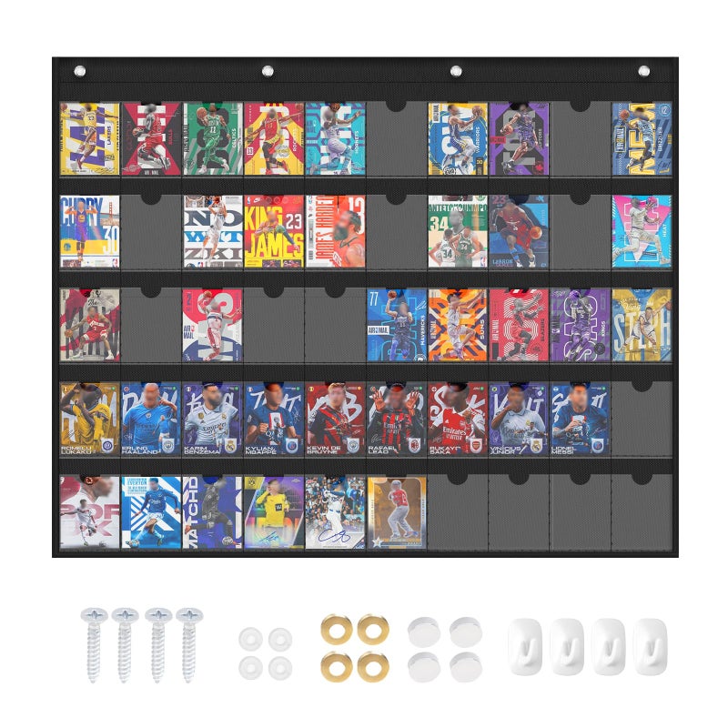 ZKOO 50 Cards Display Case, 35PT Graded Sports Card Storage Bag for with 3.5" x 2.5" Standard Trading Card Gaming Cards, Collectible Cards, Baseball Card, Football Card Wall Display Bag, Black - Image 1