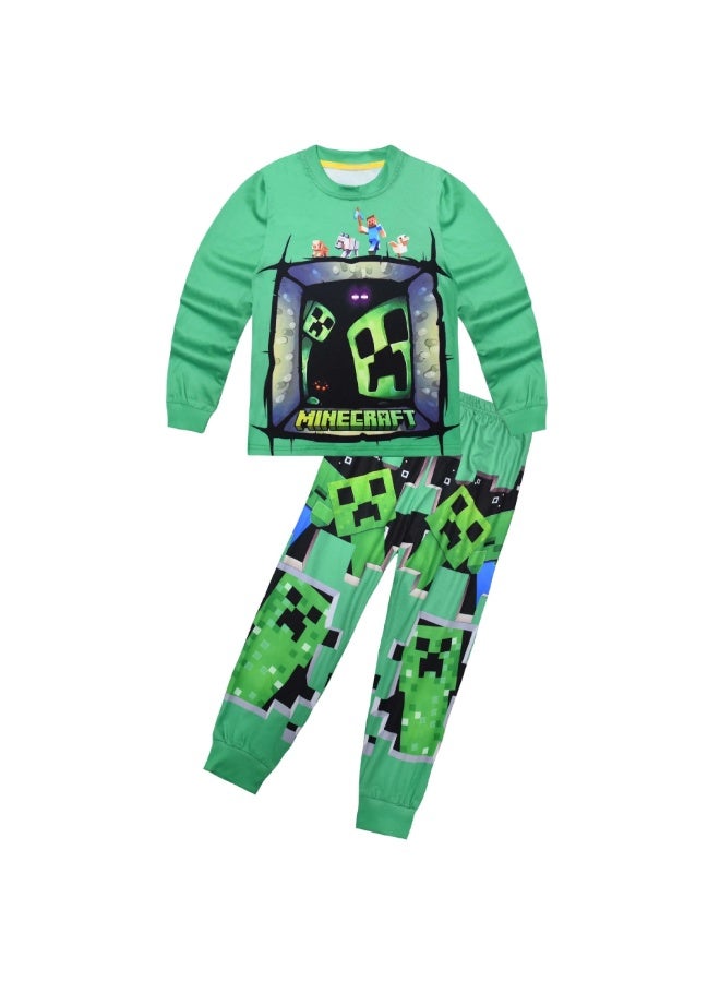 Minecraft Printed 2 Piece Loungewear Set Long Sleeve Top and Long Pants Pajama Set Multiple Sizes Available - Image 1