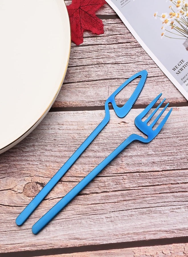 JASHII Silverware Set Satin Finish 24-Piece Stainless Steel Flatware Set Kitchen Utensil Set Service for 6 Tableware Cutlery Set Dishwasher Safe (Matte Blue) - Image 5