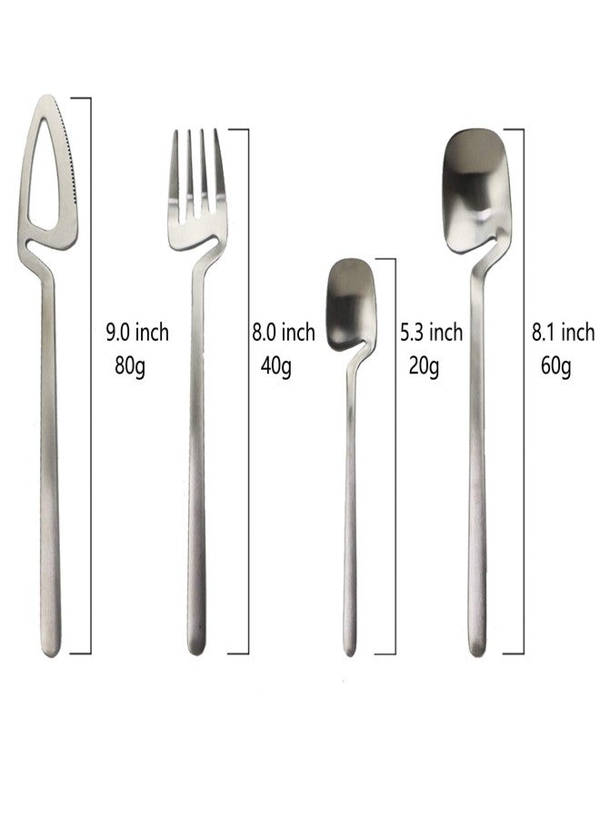 JASHII Silverware Set Satin Finish 24-Piece Stainless Steel Flatware Set Kitchen Utensil Set Service for 6 Tableware Cutlery Set Dishwasher Safe (Matte Blue) - Image 3