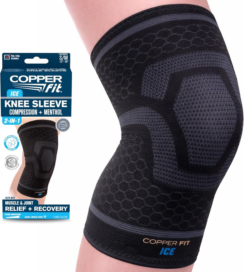 COPPER FIT ICE Knee Compression Sleeve for Pain Relief and Support - Image 1