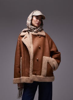 Faux Fur Lined Aviator Jacket
