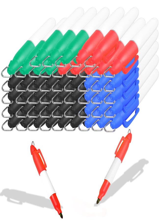 Welecom 50 Pcs Mini Permanent Markers with Cap Clips Golf Ball Marker Pen Dry Erase Markers with Triangle Hook Golf Keychain Clips for Badge Colorful Ink Pens for Office School Outdoor Activities,Fine Point - Image 1