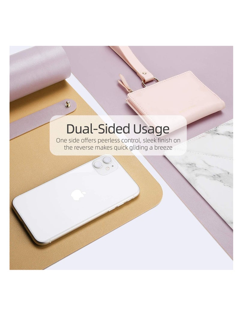 COOL BABY Multifunctional Office Desk Pad, Ultra Thin Waterproof PU Leather Mouse Pad, Dual Use Desk Writing Mat for Office/Home(80 * 40 CM，Gold + Pink) - Image 3