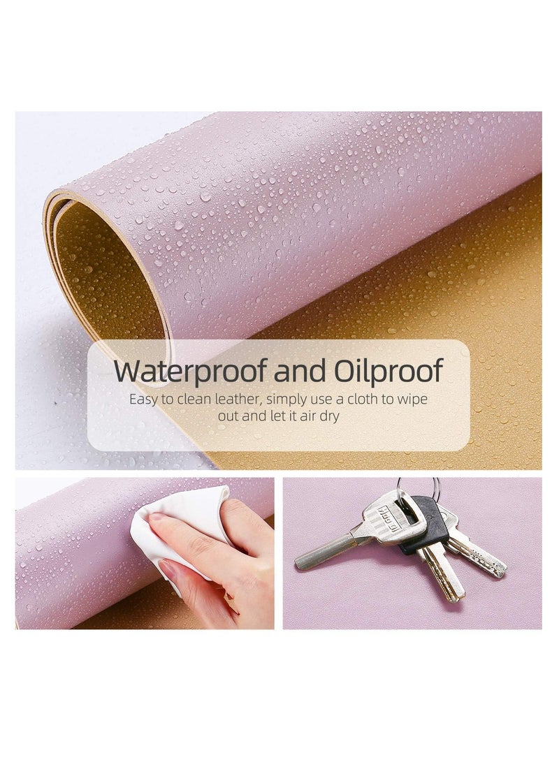 COOL BABY Multifunctional Office Desk Pad, Ultra Thin Waterproof PU Leather Mouse Pad, Dual Use Desk Writing Mat for Office/Home(80 * 40 CM，Gold + Pink) - Image 4