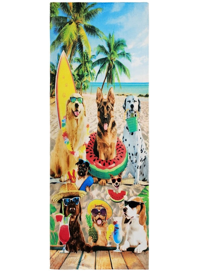 Beachland Dogs Beach Towel 30 x 60 inch 100% Cotton Dog Party Towel (Dogs at The Deck, One Towel) - Image 1