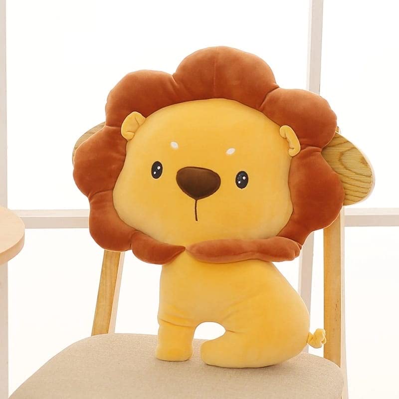 Peach Cuddle Cute Animal Shaped Lion Cushion for Kids Room (45x45 cm) - Decorative Cot Pillow, Nursery Decor, Baby Furnishing - Image 1