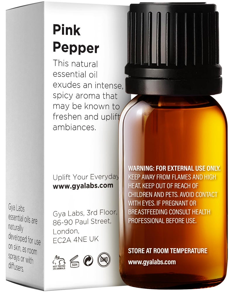 Gya Labs Pink Pepper Essential Oil for Skin - Pink Pepper Essential Oil Diffuser - Aromatherapy Oil Pepper Oil for Face,DIY,Candles & Massage - Crisp, Peppery & Spicy Scent - 100% Natural (0.34 Fl Oz) - Image 2