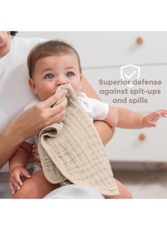 Comfy Cubs Comfy Cubs Muslin Burp Cloths Set Large 100% Cotton Hand Washcloths for Babies, Baby Essentials 6 Layers Extra Absorbent and Soft Boys & Girls Baby Rags for Newborn Registry  - Image 4