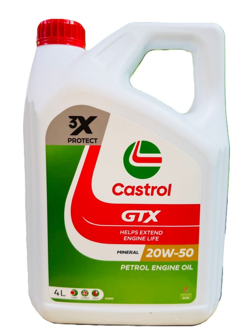 Castrol GTX 20W50 SL ENGINE OIL 4LTR - Image 1