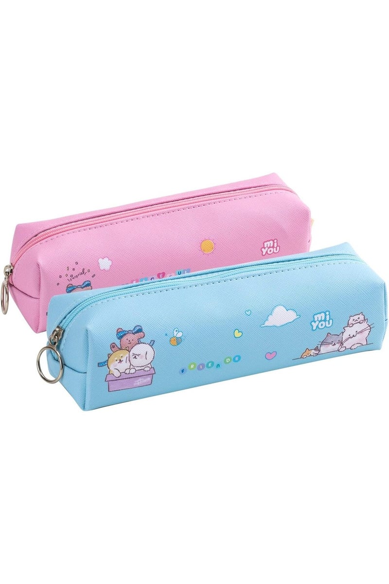 Deli EH902 Pencil Pouch 19x5x5cm Blue/Pink - Image 1