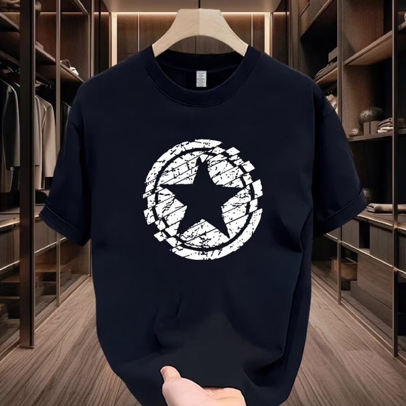 American Retro Heavyweight Black Short-Sleeved T-Shirt Men'S Summer Trendy Brand Ins Handsome High Street Loose Cotton Half-Sleeved T-Shirt - Image 2