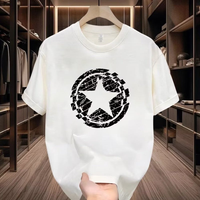 American Retro Heavyweight Black Short-Sleeved T-Shirt Men'S Summer Trendy Brand Ins Handsome High Street Loose Cotton Half-Sleeved T-Shirt - Image 3