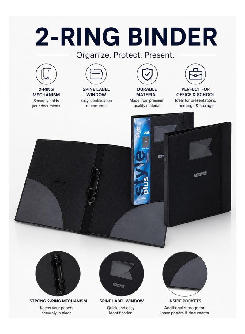 Foldermate A4 Size Ring Binder With Two Rings And Elastic Closure - Image 1