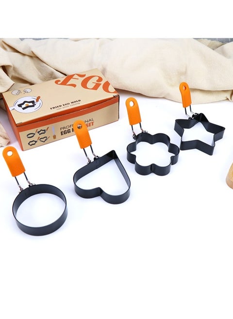 Egg Ring for Frying Eggs, Stainless Steel Egg Cooking Rings with Anti-scald Handle, Non-stick Egg Shaper Molds for Omelet, Breakfast Tool for Pancake, Sandwich Burger, Crumpet Ring–4 Different Shapes