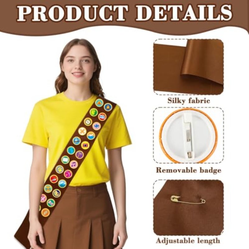 Halloween Scout Sash 1pcs Satin Sash with 23 Pcs Scout Tactical Morale Pins Camping Adventure Badges for Camp Party Accessory - Image 3
