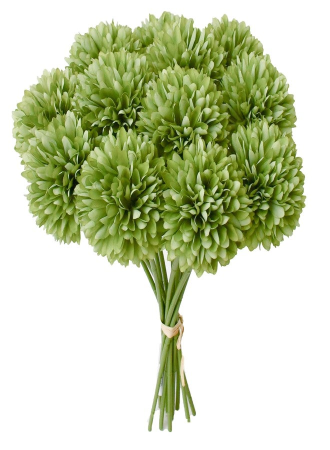 Mandy's Green Chrysanthemum - 12 Pcs Artificial Mums Flowers for Home Table Centerpiece, Spring & Summer Decor, UV-Resistant Silk Flowers for Porch, Patio and Wedding - Image 1