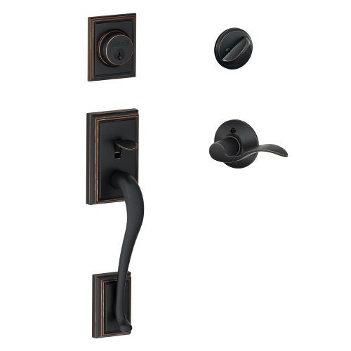 SCHLAGE Addison Single Cylinder Handleset and Left Hand Accent Lever, Aged Bronze (F60 ADD 716 Acc LH) - Image 4