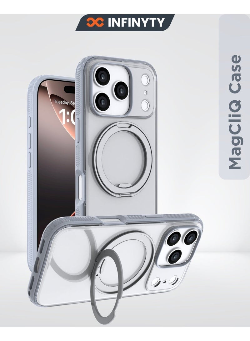 Fuxin iPhone 17 Pro 360° Rotatable Ring Stand Case Pristine Black, MagSafe Compatible, Multi-Angle Viewing, N52 Magnet, Military Grade Drop Protection, Precision Fit, Enhanced Button/Port Access Hands-Viewing, Raised Edge, Sleek & Lightweight, Infinyty  Lite - Image 1