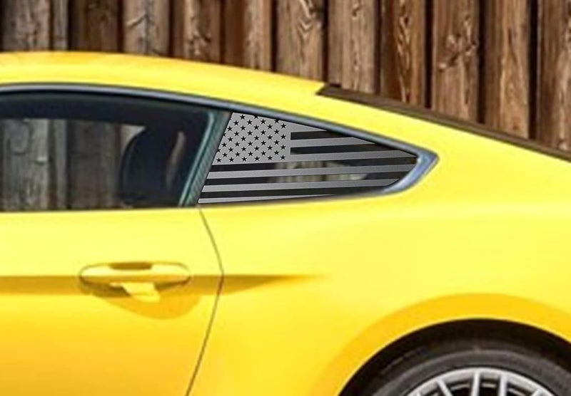 HHLOU Rear Quarter Window American Flag Vinyl Decal Fits for Ford Mustang 2015-2022,Matte Black Vinyl Sticker. - Image 1