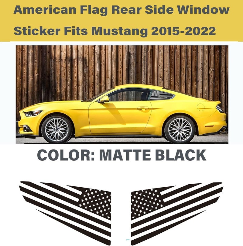 HHLOU Rear Quarter Window American Flag Vinyl Decal Fits for Ford Mustang 2015-2022,Matte Black Vinyl Sticker. - Image 4
