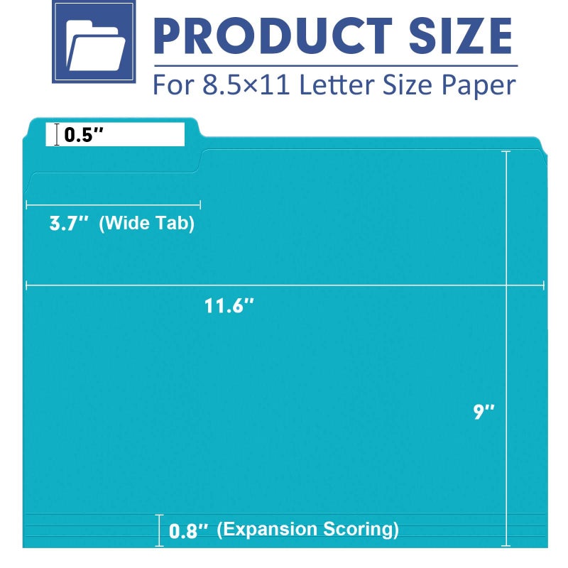 PANDRI File Folder, PANDRI 30 Pack Colored File Folder, 1/3 Cut Tabs, Letter Size, Assorted 6 Colors Filing Folder for Office School Business - Image 2