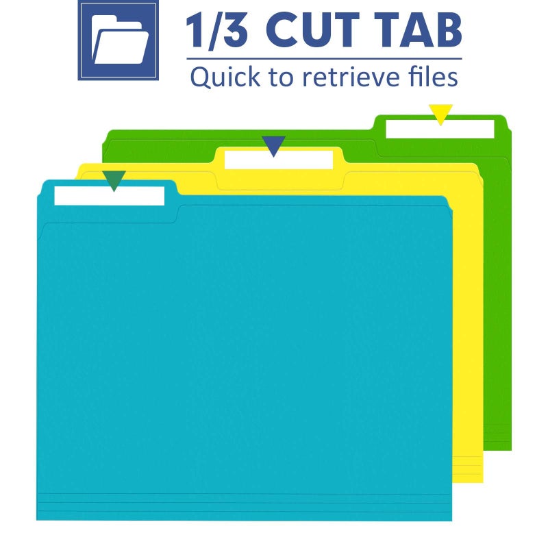 PANDRI File Folder, PANDRI 30 Pack Colored File Folder, 1/3 Cut Tabs, Letter Size, Assorted 6 Colors Filing Folder for Office School Business - Image 3