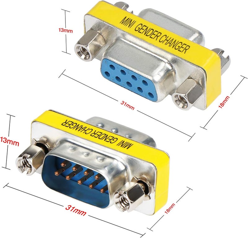 abcGoodefg 9 Pin RS-232 DB9 Male to Male Female to Female Serial Cable Gender Changer Coupler Adapter (20 Pack, DB9 Male to Male Female to Female) - Image 3