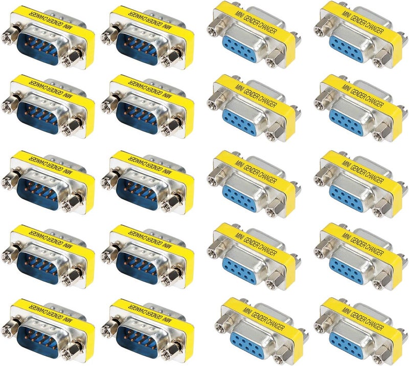 abcGoodefg 9 Pin RS-232 DB9 Male to Male Female to Female Serial Cable Gender Changer Coupler Adapter (20 Pack, DB9 Male to Male Female to Female) - Image 1