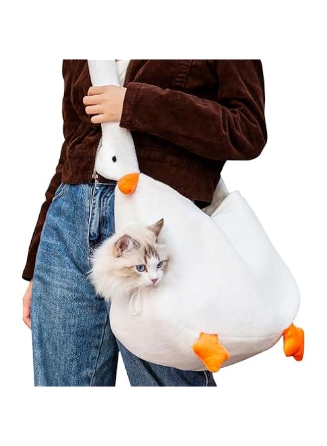 Generic Medium Pet Sling Carrier Bag for Small Dog and Cat - Outdoor Travel Portable Cartoon Shape White Goose Shoulder Crossbody Transport Bag  - Image 1