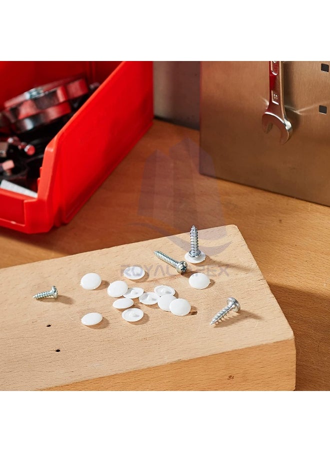 Royal Apex Self-Tapping Screw Cap Covers Fits 3.5-5Mm Shank For Decorating And Protecting Kitchen Cabinet Screws With Phillips Heads Pack Of 50 White  - Image 3