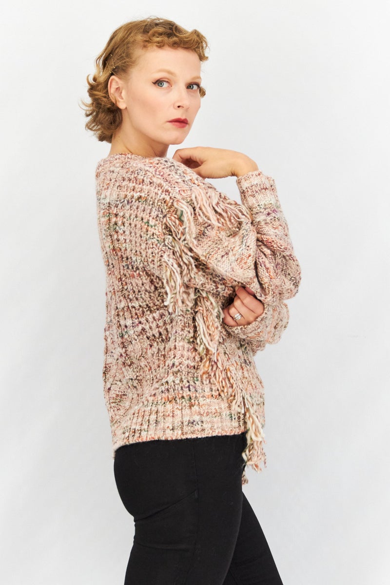 joie Women Crew Neck Textured Long Sleeve Sweater, Light Pink - Image 2