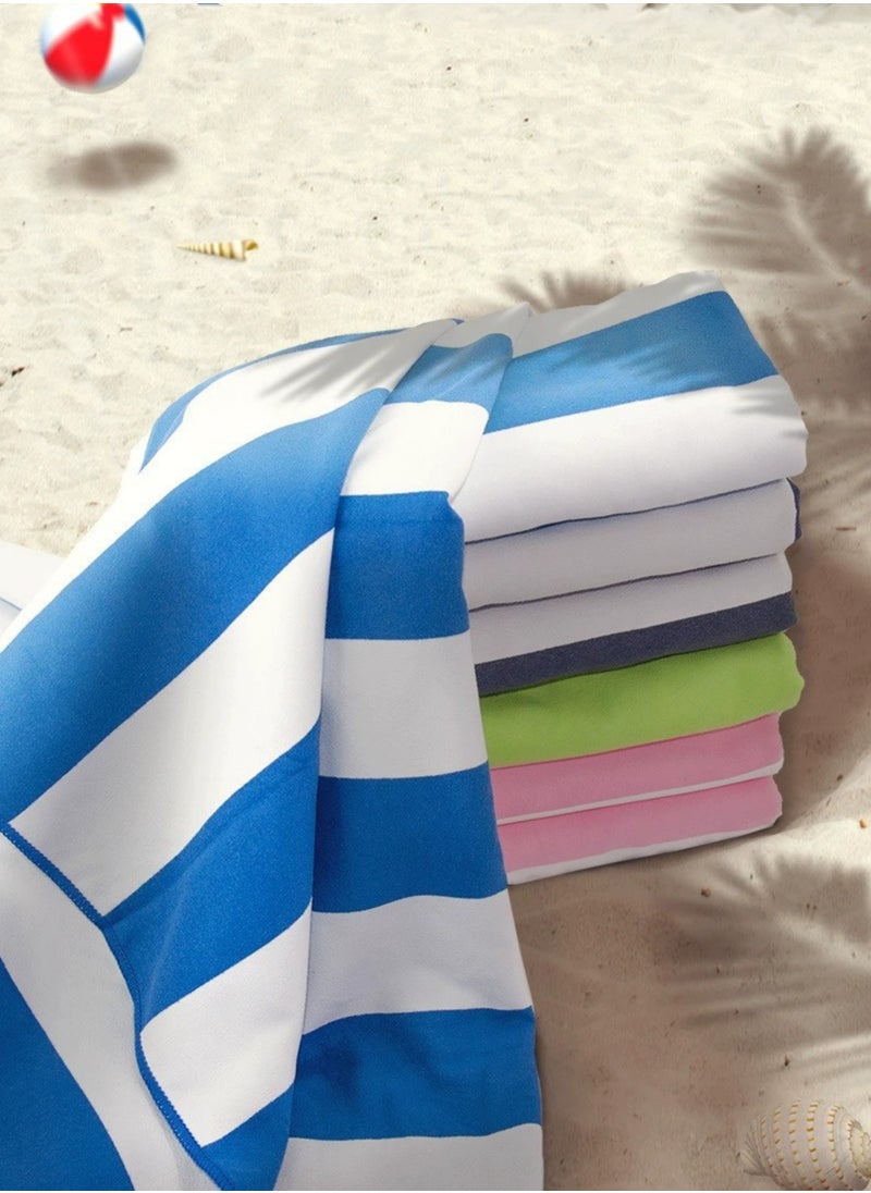 Rock Pow Mircofiber Beach Towel 35'' x 70'' Oversized Striped Lightweight Pool Towel  Big Cabana Swim Travel Towel for Adults Mens Women Navy Blue  - Image 1